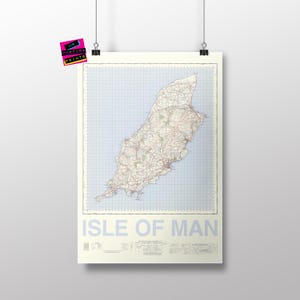 Impression personnalisée de la carte de l'île de Man - Poster de l'île de Man - Art de l'île de Man