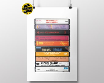 Philip Glass Albums, Cassette Fine Art Print, Poster, Minimalist Composer Fan, Classical Music
