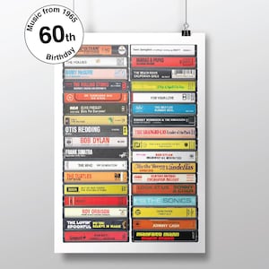60e anniversaire - Musique 1965 - Cadeau personnalisé - Né en 1965 - 60e anniversaire - Musique des années 60 - Idée cadeau soixantième