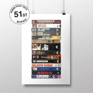 51e verjaardag - Films 1974 - Geboren in 1974 - 51e cadeau-idee - VHS-films uit de jaren 70 - 51e gepersonaliseerd