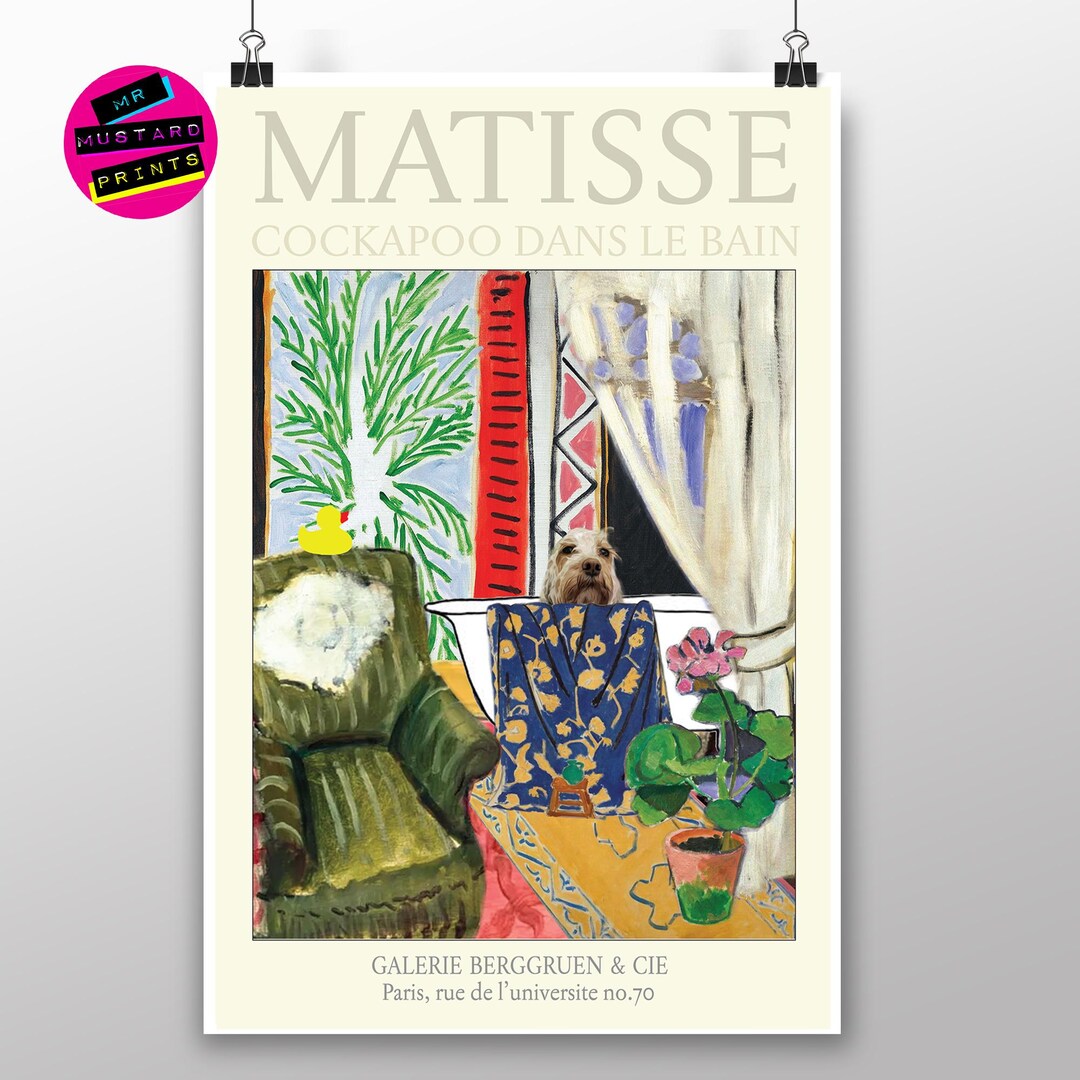Cockapoo in Bath - Customized Print - Dog in Bath Print - Matisse ...