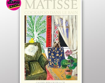 Cockapoo in Bath - Customized Print - Dog in Bath Print - Matisse Bathroom Poster - Pet Portrait Art