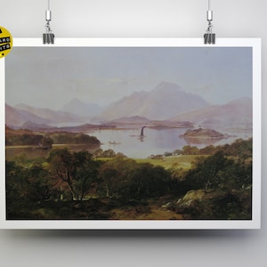 Loch Ness Monster in a Scottish Landscape, Banksy Style Art, Scottish Landscape, Scotland Gift, Quirky Landscape