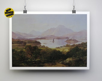 Loch Ness Monster in a Scottish Landscape, Banksy Style Art, Scottish Landscape, Scotland Gift, Quirky Landscape