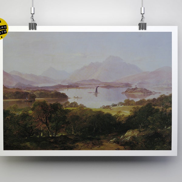 Loch Ness Monster in a Scottish Landscape, Banksy Style Art, Scottish Landscape, Scotland Gift, Quirky Landscape