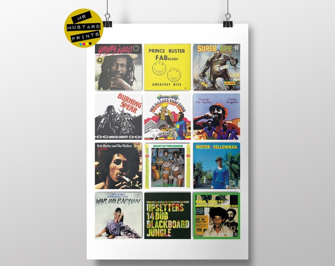 Customized Reggae Gift - Pick your Favourite Albums Print - Reggae Fan  - Classic Reggae Vinyl - Dub - Reggae Gift