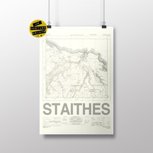 Staithes Map Print, Staithes Poster, Staithes Art, Staithes Gift, Holiday, North Yorkshire