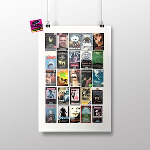 Horror Classic Film Poster, VHS Cassette Print, Art, Gift, Horror Cinema Fan, Classic Horror Films, Horror Gift