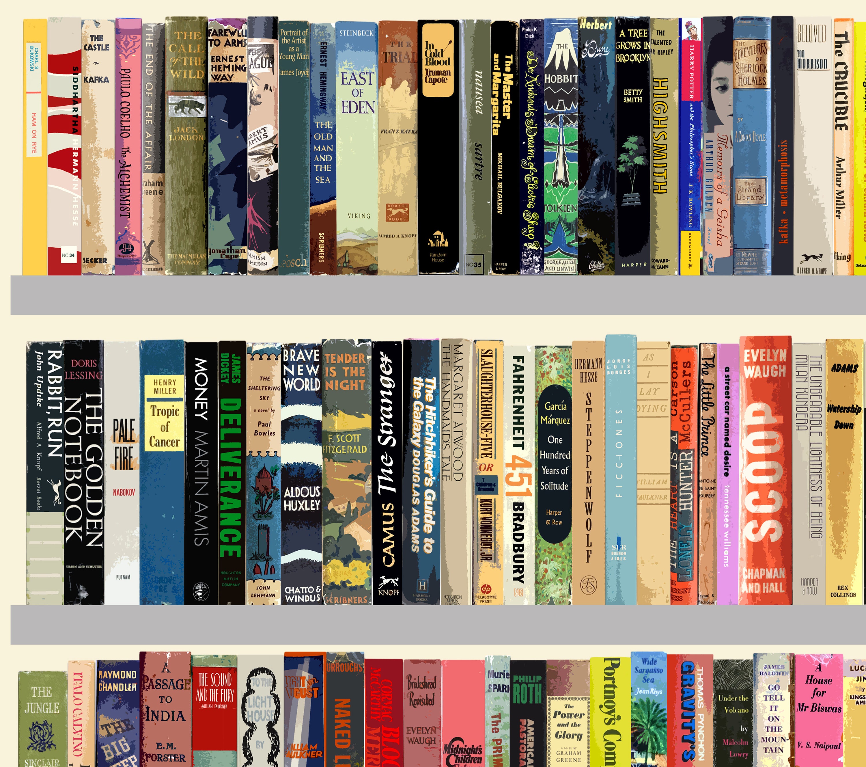 Greatest Books of the Twentieth Century Book Spine Art First Etsy