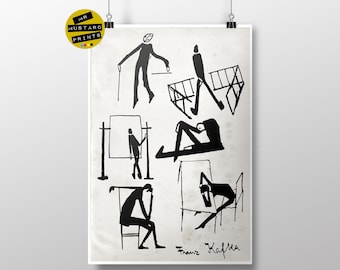 Drawings by Franz Kafka Poster, Art, Gift, Kafka Fan, Metamorphosis, The Castle, The Trial, Amerika, Literary Gift