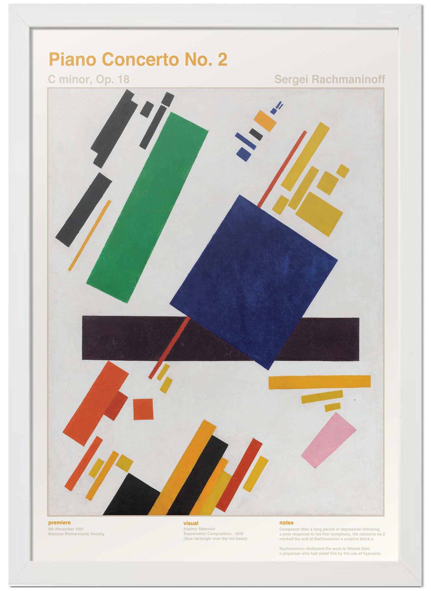 Rachmaninov - Piano Concerto No. 2 - Graphic Print, Poster, Art