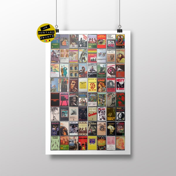 Reggae Poster, Vintage Cassette Print, Ska Music, Roots Music, Art, Gift, Reggae Fan, Original Cassettes, Greatest Reggae Albums, Dub