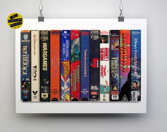80s Kids Films VHS Print: Nostalgic Movie Art