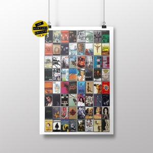 1990's Music Cassette Print, Greatest Albums of the 90s, Poster, Art, Nineties Music Fan, 90s Fan, 90s Party, Grunge, Indie, Brit Pop