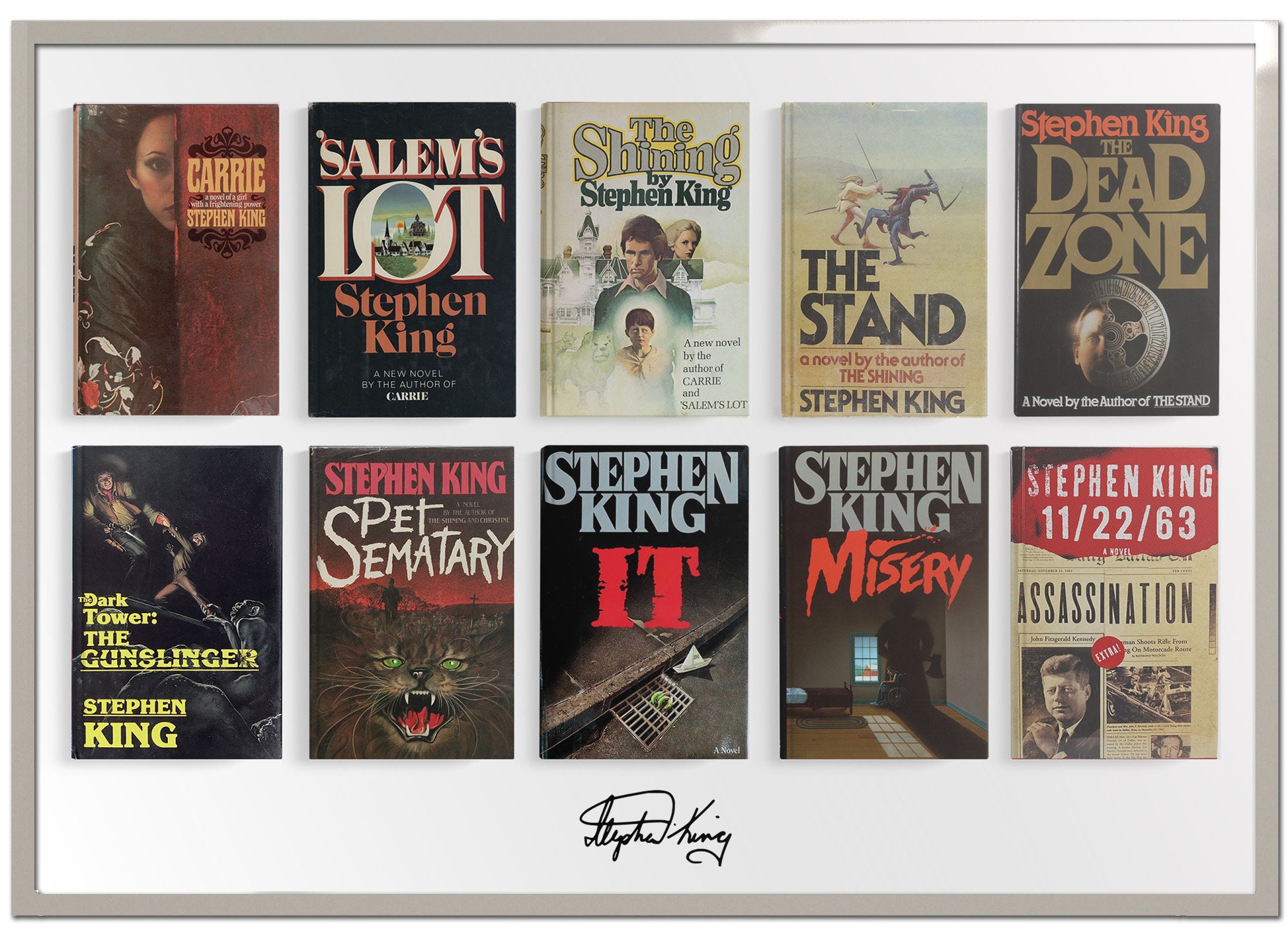 Stephen king bibliography print poster art gift stephen etsy