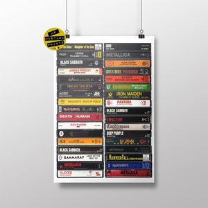 Metal Music Poster - Metal Fan - Classic Albums - Heavy Metal Fan - Original Cassettes