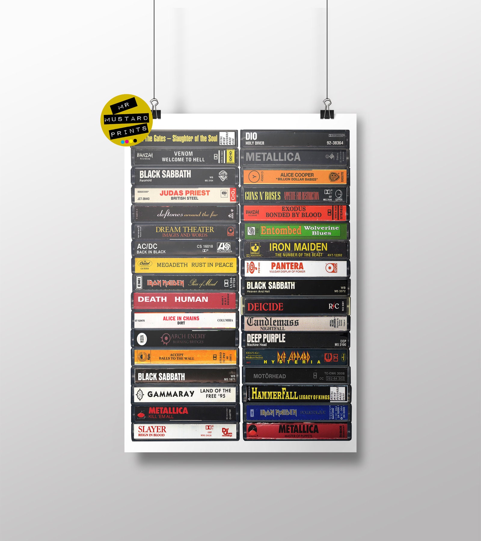 Metal Music Poster - Metal Fan - Classic Albums - Heavy Metal Fan - Original Cassettes