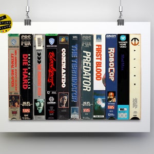 80&#39;s Action Movies VHS  Print - Classic 1980s Film Poster, 80s Nostalgia