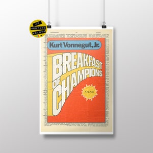 Breakfast of Champions by Kurt Vonnegut, 1st Edition Cover (1973) Dictionary Print: Novel, Fan, Poster, Art, Gift, Vonnegut Fan