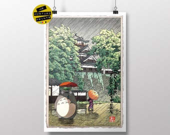 Manga Mashup Gift, Anime Fan, Japanese Cartoon, Ukiyo E, Anime Art, Manga Poster, Manga Print, Manga Art, Japanese Rain Scene