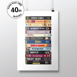 40e anniversaire - Films 1985 - Né en 1985 - Fête 40e - Cadeau d'anniversaire - Personnalisé 40e - Films VHS des années 80 - Carte 40e anniversaire