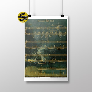 Chopin Nocturne Poster, Art, Gift, Classical Music Fan, Whistler Nocturne, Classical Music Print, Score