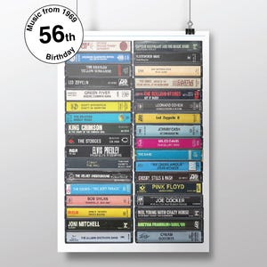 56歳の誕生日 - 1969年の音楽 - 1969年生まれ - 56歳のパーソナライズされたギフト - 記念日 - 60年代の音楽 - 56歳の誕生日カード、カスタマイズ可能な印刷