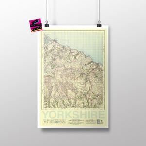 Impression personnalisée de carte du Yorkshire - Poster du Yorkshire - Art du Yorkshire - cadeau du Yorkshire - Art du Yorkshire - carte côtière du Royaume-Uni