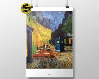 Van Gogh Mashup Art Print: Tardis, Cafe Terrace at Arles