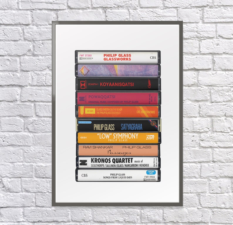 Philip Glass Albums, Cassette Fine Art Print, Poster, Minimalist Composer Fan, Classical Music image 4