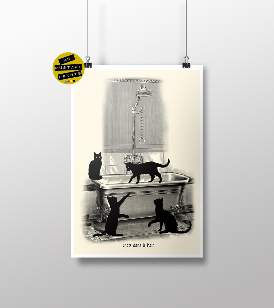 Cats in Bathroom - Vintage Print - Cat Lover Art - Cat Lover Gift ...