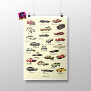 Cars from TV & Film Print -  Iconic Cars Poster - Car Lover, Car Collector, Classic Cars, Petrol Head Gift, Car Art