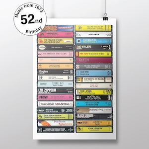 52º aniversário - Impressão musical de 1973 - Nascido em 1973 - 52º presente personalizado - Cartão de aniversário personalizável