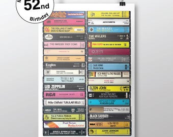 52nd Birthday - 1973 Music Print - Born in 1973 - 52nd personalised gift -  Customizable Birthday Card