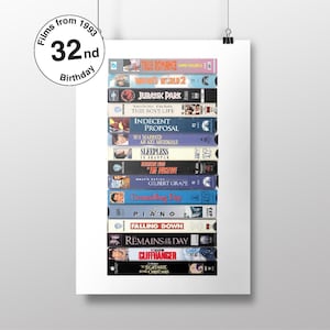 32nd Birthday - 1993 Films - Born in 1993 - 32nd Personalized - 90&#39;s VHS Movies - 32nd Birthday Card