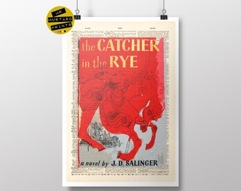 Catcher in the Rye by JD Salinger, 1st Edition Cover (1951) Dictionary Print: Novel, Fan, Poster, Art, Gift, J.D.Salinger, Literary Gift