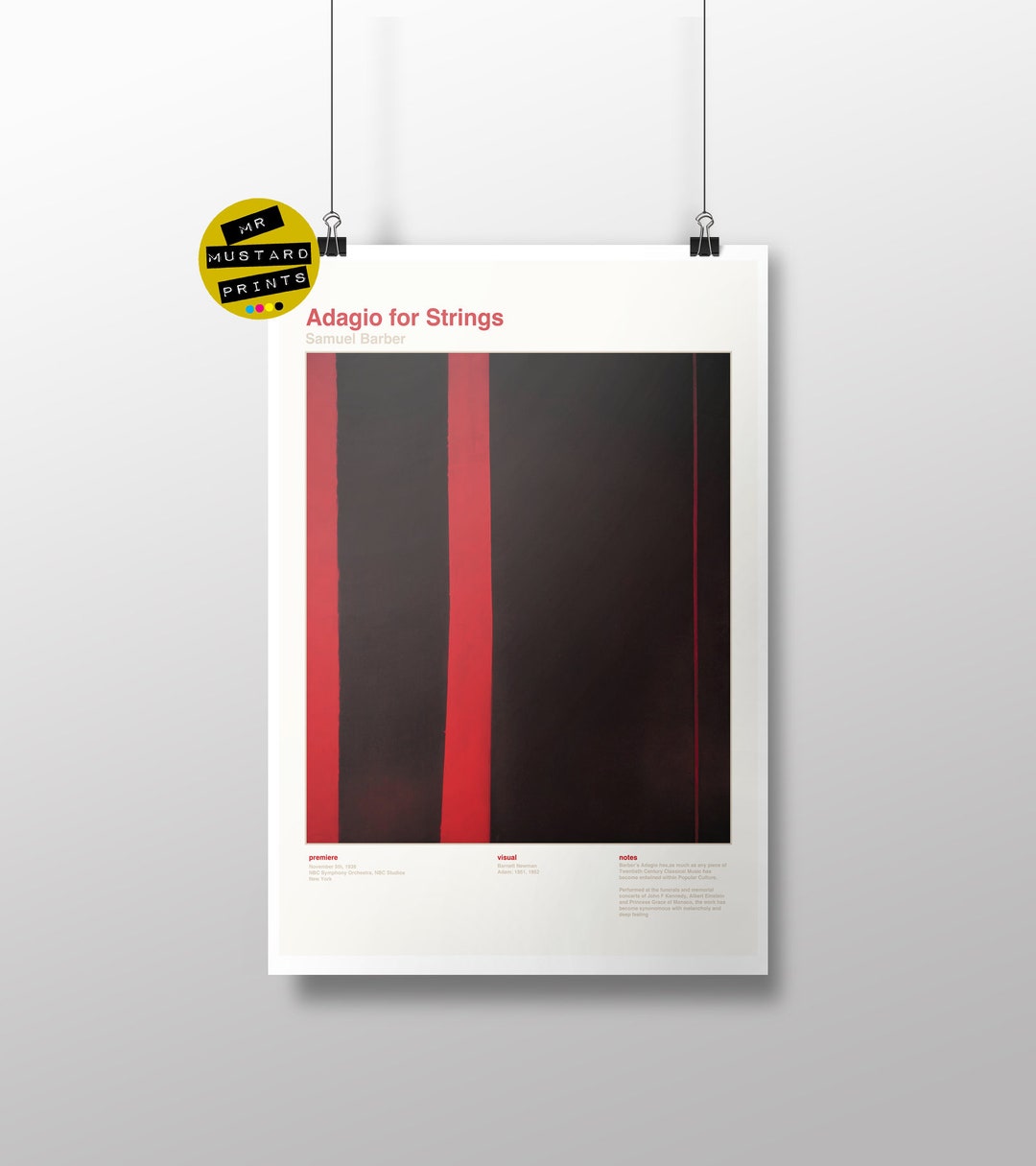 Adagio for Strings - Samuel Barber - Fine Art Print, Poster, Art, Gift ...