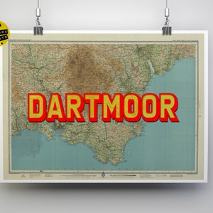 Dartmoor Karte Druck, Dartmoor Poster, Dartmoor Kunst, Dartmoor Geschenk, Urlaub, Souvenir, Memento