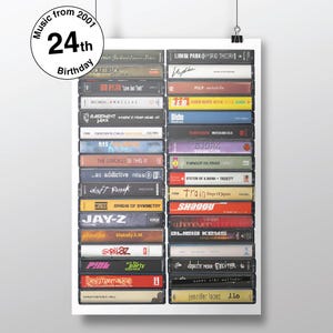 24.º cumpleaños - Música de 2001 - Nacido en 2001 - Regalo personalizado para el 24.º cumpleaños - 24.º aniversario - Tarjeta del 24.º cumpleaños