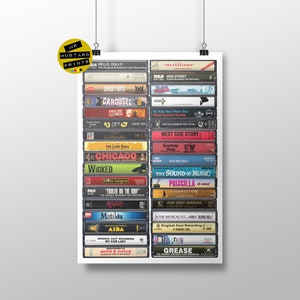 Musicals Poster, Art, Gift, Musicals Fan, Original Cassettes, New York Broadway, London West End, Broadway Shows, West End Theatre