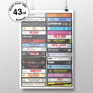 43 cumpleaños - Música de 1982 - Nacido en 1982 - Regalo personalizado número 43 - Personalizable - Música de los 80 - Año en que naciste