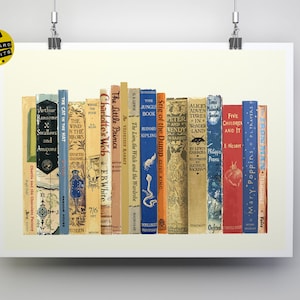 Classiques pour enfants, dos de livre imprimé : affiche, oeuvre d'art, cadeau littéraire, livres pour enfants, couvertures de livres pour enfants, impression pour chambre de bébé, cadeau pour jeune lecteur