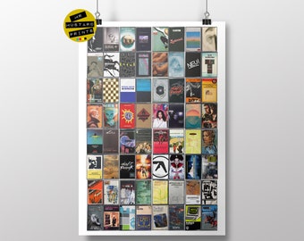 Electronic Music Cassette Print, Electronic Albums, Poster, Art, Gift, Dance Music, Ambient Music, Chill, DJ, Electronica