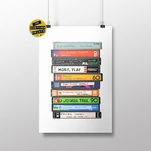 Personalised Music Art, Cassette Stack, Favourite Playlist, Personalized Mix Tape, Pick Top 10 Albums or Singles