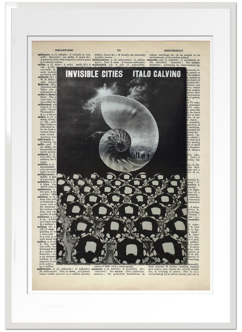 Invisible Cities by Italo Calvino, First Edition Cover, Dictionary Print, Le città invisibili image 3