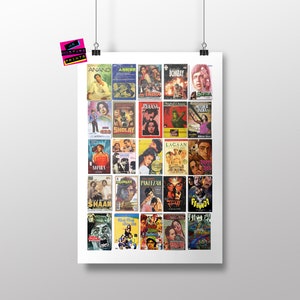 Bollywood Classic Film Poster, VHS Cassette Print, Art, Gift, Indian Cinema Fan, Hindi, Indian Films, Bollywood Art