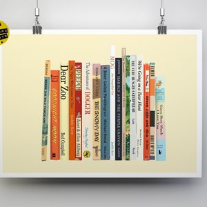 Infant Books Print, Childhood Classics, Book Spine Print: Poster, Art, Literary Gift, Nursery Print, Christening Gift