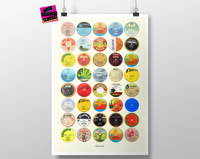 Reggae Album Art Print: Vintage Vinyl Record Collage, Customized Option