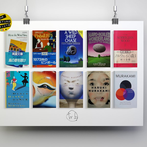 Haruki Murakami, Collected Novels: Print, Poster, Art, Gift, Murakami Fan, Norwegian Wood, 1Q84, Kafka on the Shore