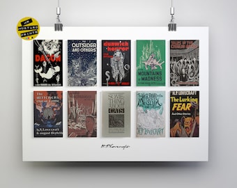 HP Lovecraft, Collected Novels: Print, Poster, Art, Gift, Lovecraft Fan, Dunwich Horror, Dagon, Cult Novels, Horror Fiction